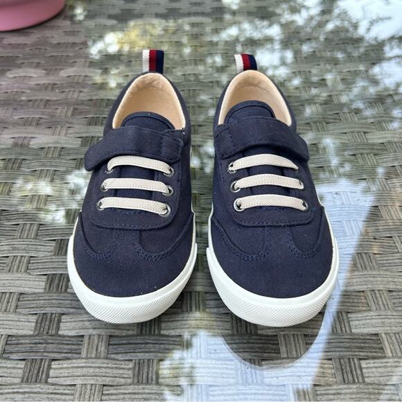 Old Navy Canvas Navy Blue Sneaker Red/White Stripe Kids Size 10 - Picture 4 of 5
